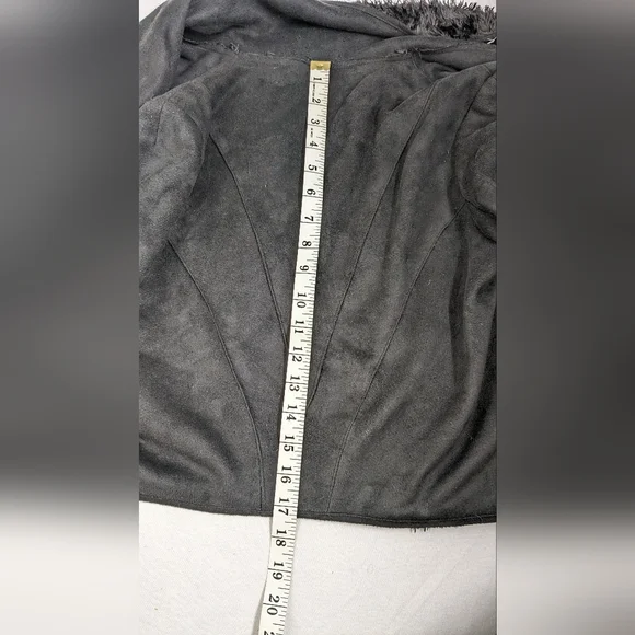 Black suede shearling cropped jacket, vintage style, Pico 1988 size S - Picture 9 of 16